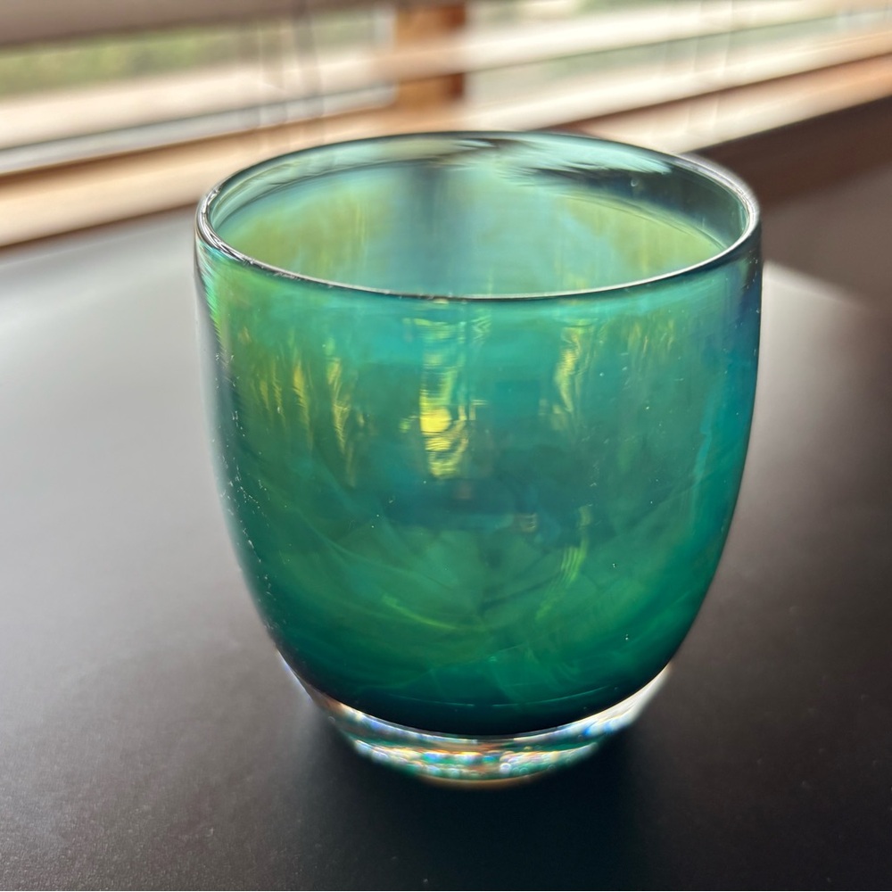 Glassybaby Handblown Teal and Green Glass Votive - Picture 2 of 7